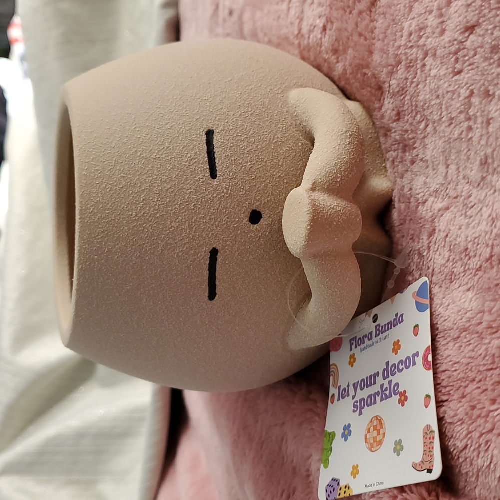 Cute Face With Coffee Tea Drink Planter